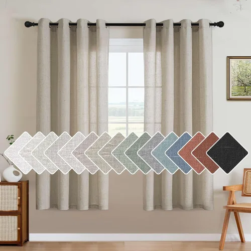 Miniatura 65 de H.VERSAILTEX Elegant - Cortinas texturizadas de lino natural mezclado con eficiencia energética, filtrado de luz, con ojales de níquel