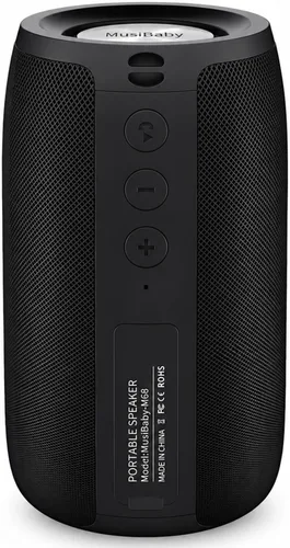 MusiBaby M68 - Bocinas Bluetooth portátiles, inalámbricas, impermeables, emparejamiento dual, graves profundos, pequeñas y potentes con más de 24