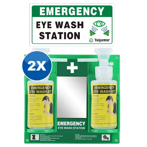 Kit de Estación de Lavaojos Portátil Aprobado por OSHA - Yeipower Botellas de Lavado de Ojos de Primeros Auxilios de Emergencia Montadas en Pared 2