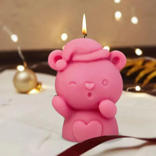 Miniatura 3 de Molde de silicona para sombrero de Navidad, corazón y muñeco de nieve, moldes de vela de oso de Navidad, muñeco de nieve para suministros de Estilo 3