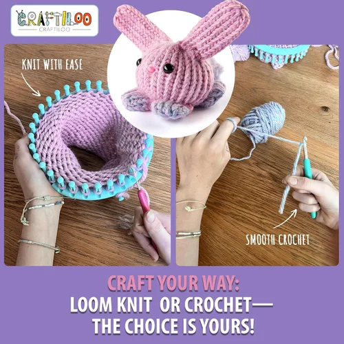 Miniatura 5 de CRAFTILOO Kit de Telar para Tejer y Ganchillo para Niños Kit de Ganchillo para Principiantes Kit de Tejer para Principiantes Telar de Tejer Kits
