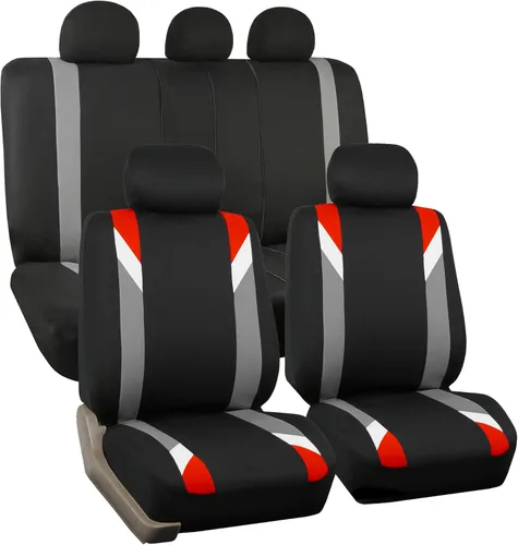 Miniatura 11 de FH Group - Fundas de tela para asientos delanteros bajos de auto con reposacabezas extraíble, ajuste universal, compatible con bolsa de aire
