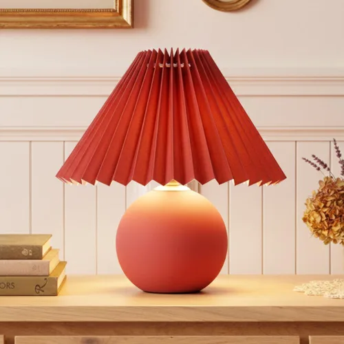 Miniatura 10 de Brightech Serena - Lámpara LED de mesa, pequeña lámpara de cerámica moderna de 10 pulgadas con pantalla plisada para mesita de noche, escritorio
