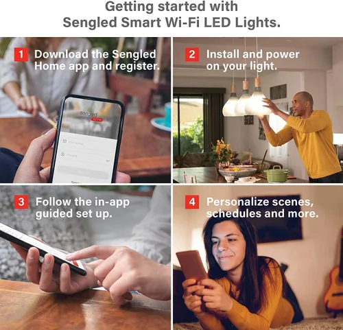 Miniatura 4 de Bombilla de Luz Inteligente Sengled, Bombillas de Luz WiFi que Funcionan con Google Home, No Requiere Hub, Bombilla de Luz LED Inteligente A19