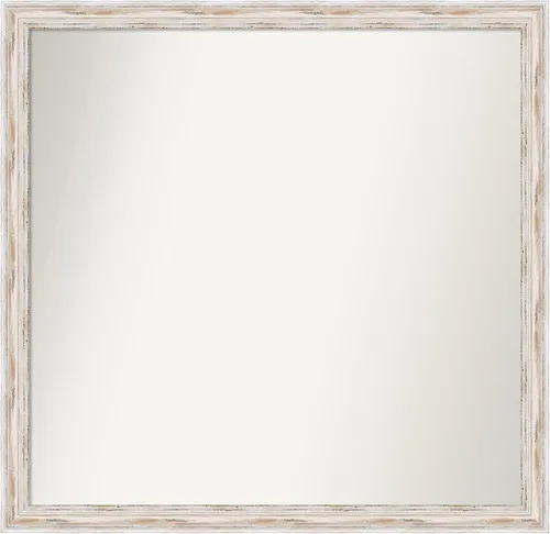 Miniatura 130 de Amanti Art Espejo de baño blanco para sobre el fregadero, 30 x 35 pulgadas, espejo de tocador rectangular estrecho de Eva de oro blanco, marco