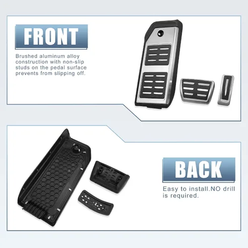 Miniatura 6 de X AUTOHAUX 3 piezas de reposapiés de freno de gas para Audi Q7 Q8 2017 2018 2019 2020 2021 para Porsche Cayenne 2019-2021 almohadillas de pedales