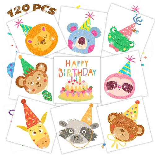 winthrop 120 tatuajes temporales de animales para niños, tatuajes de seguridad impermeables envueltos individualmente, la mejor opción para