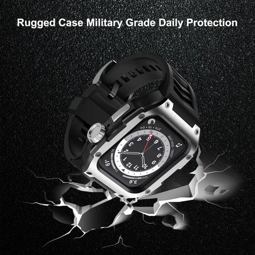 Miniatura 3 de Compatible con Correa de Reloj para Apple Watch de 44mm Correa Resistente para Hombre con Cubierta de Metal Inoxidable con Correa Militar a Prueba