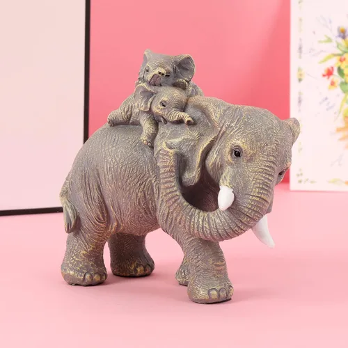 Miniatura 6 de Juego de 3 estatuas doradas de elefante de buena suerte, decoración del hogar, figuras de elefante geniales para estante, sala de estar, oficina