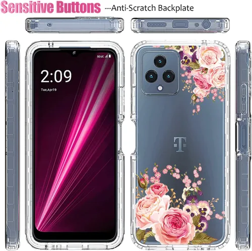 Miniatura 5 de Funda para REVVL 6 5G/T Phone 5G TMAF025G con protector de pantalla de vidrio templado, cuerpo completo, transparente, flexible, con protección