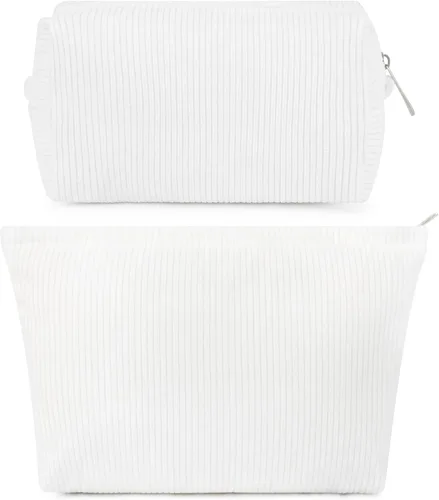 Miniatura 26 de SOIDRAM 2 Piezas de Bolsa de Maquillaje a Rayas Grande, Bolsa de Cosméticos de Cordura de Gran Capacidad, Bolsa de Lona Mixta de Artículos de Rayas