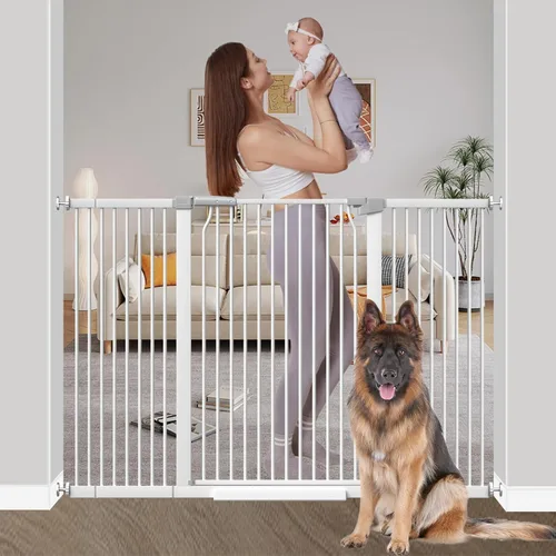 Miniatura 21 de Puerta de bebé extra alta de 40.55" para escaleras - 40.6"-54.7" de ancho 1.37" de espaciado ultra estrecho Puerta extra ancha para gatos y perros