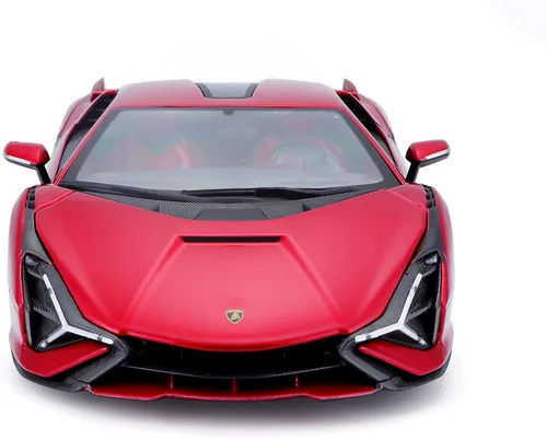 Miniatura 2 de Lamborghini Sian FKP 37 Rojo con ruedas de cobre 118 Modelo de automóvil fundido a presión por Bburago 11046 TY-18-11046R