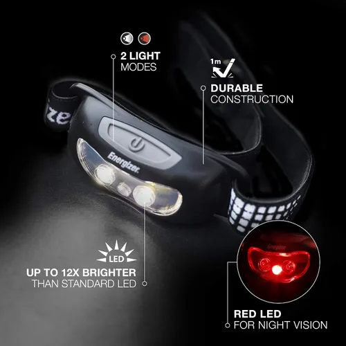 Miniatura 3 de ENERGIZER - Linterna frontal LED (2 unidades) Universal+, IPX4 resistente al agua, luz de cabeza de alto rendimiento para exteriores, campamento