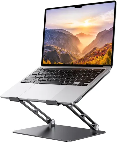 Orlian Soporte plegable de aluminio para laptop de 10 a 17.3 pulgadas, soporte ergonómico portátil de altura ajustable, escritorio de ahorro de Negro