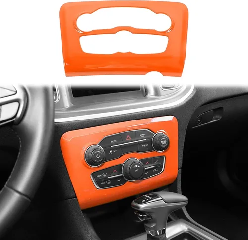 Miniatura 11 de Voodonala Para cargador de radio AC CD interruptor panel de ajuste para Dodge Charger 2015-2019, ABS rosa 1 unidad Rosa/Rebel Fun.