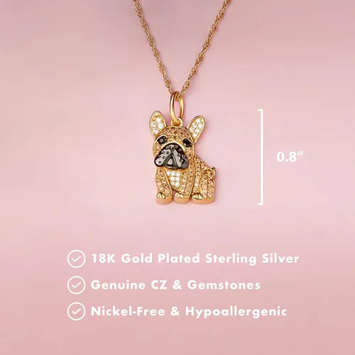 Miniatura 4 de SCAMPER & CO Collar con colgante de raza de perro para mujeres y niñas, con piedras preciosas auténticas y circonita cúbica, regalo de joyería