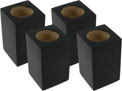 Semetall Wood Bed Risers,4 Inch Heavy Duty Bed Lifters -Fit 2" or Less - Set of 4, Supports 6000 lbs, Sofa Table Couch Chair Risers, Black