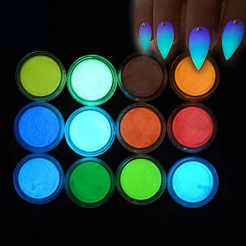 Pigmento de fluorescencia nocturna ultrafino brillo brillo polvo de uñas polvo brilla en la oscuridad polvo luminoso decoración punta belleza