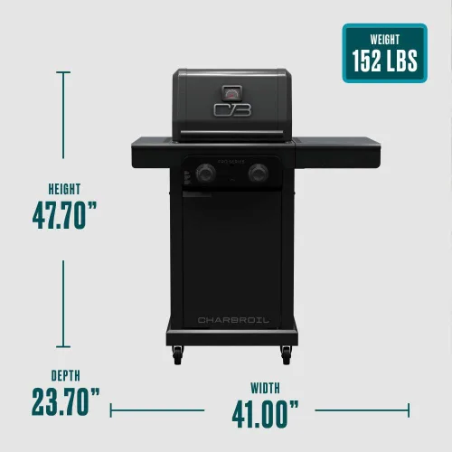 Miniatura 11 de Charbroil Serie Pro con Tecnología Infrarroja Amplifire: Asador a Gas Propano de 2 Quemadores con Gabinete y Plancha, Negro - 463676724