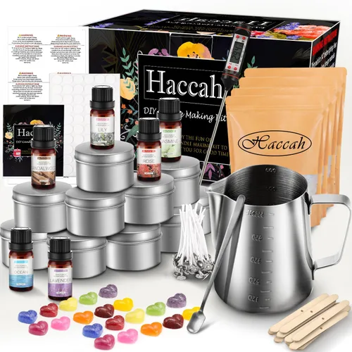 Haccah Kit completo de fabricación de velas, suministros para hacer velas, kits de manualidades y manualidades para adultos, principiantes,