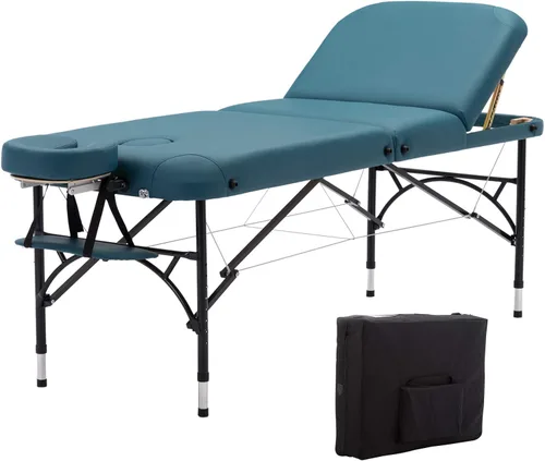 Mesa de masaje plegable portátil ligera de 28 pulgadas de ancho, 3 pulgadas, para salón facial, spa, cama de tatuaje con patas de aluminio para el