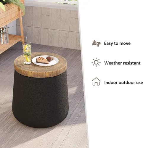 Miniatura 6 de HOMPUS Mesa auxiliar de hormigón para exteriores, moderna mesa auxiliar con pedestal cilíndrico, decoración del hogar pequeña con parte superior
