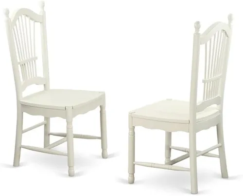 Miniatura 4 de East West Furniture El juego de 3 piezas Boston contiene una mesa de cocina redonda y 2 sillas de comedor, 42 x 42 pulgadas, color blanco lino