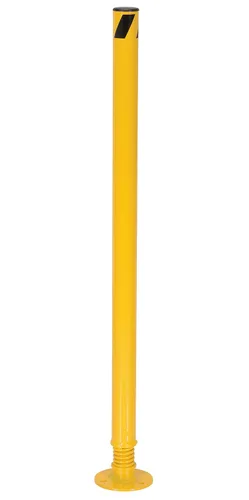 Vestil SPBOL-42 Bolardo de acero con resorte con recubrimiento en polvo, acabado amarillo de seguridad, diámetro exterior de 2-1/8 pulgadas, altura