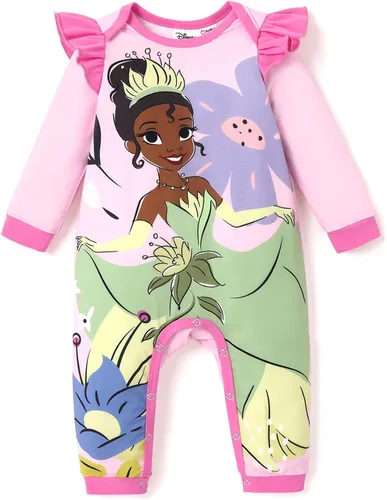 Disney Princesa Cenicienta Ariel Tiana Minnie Winnie Lion King Baby Girls Boys - Mameluco de manga larga con volantes para recién nacidos hasta