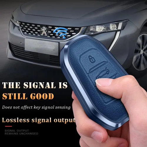 Miniatura 6 de Funda para llavero de automóvil con textura de cuero de aleación para Peugeot Citroen Picasso Elysee 308 407 3085 5008 C3 DS5 DS6 Funda para llave