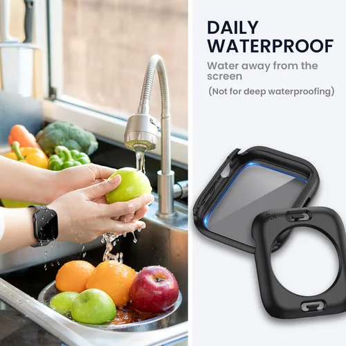 Miniatura 4 de Tensea (2 en 1) Funda protectora de pantalla impermeable para Apple Watch de 45 mm Serie 9 8 7, iWatch cubierta protectora de PC con película