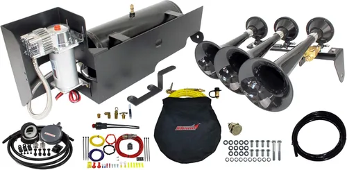 Kleinn Air Horns SDKIT-230 Bocina de tren atornillada/Sistema de aire a bordo para camiones diésel Ford F-250/F-350 Super Duty