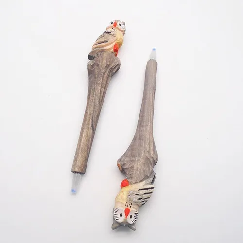 Miniatura 8 de Bolígrafo de gel de animales tallados en madera 100% hecha a mano, jirafa, perro, tigre, unicornio, lindo, material escolar, suministros de oficina