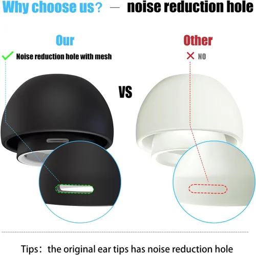 Miniatura 3 de 4 pares de almohadillas de repuesto para AirPods Pro de 1ª y 2ª generación con orificio de reducción de ruido, almohadillas de silicona para AirPods