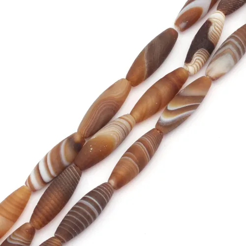 Miniatura 9 de GEM-Inside Stripe Botswana ágata cuentas sueltas naturales de 0.394 x 0.551 in Bronw Olivary Crystal Energy Stone Power para hacer joyas de 15