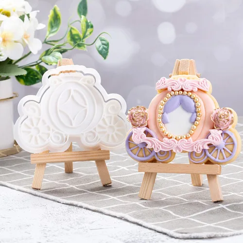Miniatura 4 de Princess Carriage - Cortador de galletas para hornear con sello 3D, accesorios de ácido poliláctico (PLA) para regalos, decoración para fiestas