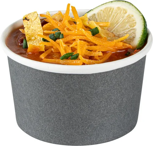 Coppetta - Vasos de postre de 5 onzas, 200 tazas desechables para helado, tapas se venden por separado, cuencos de yogur congelado de papel gris,
