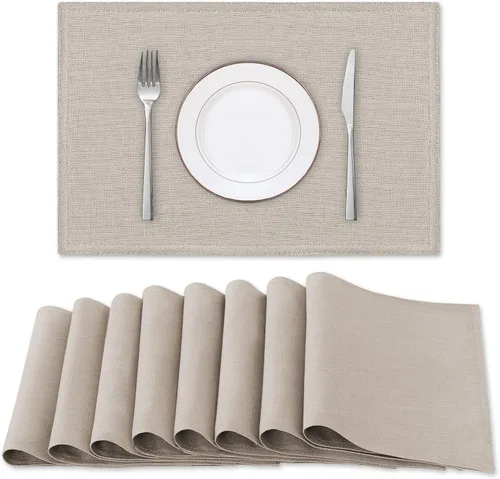 Miniatura 17 de H.VERSAILTEX Juego de 4 manteles individuales de lino de alta calidad para mesa de comedor, a prueba de derrames, impermeables, resistentes al