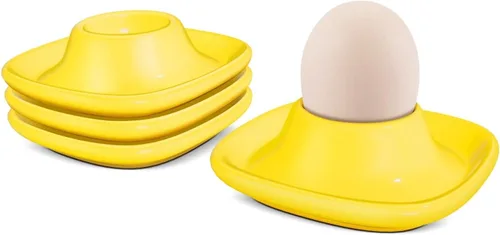 Miniatura 11 de Flexzion Taza de cerámica para huevos – 6 piezas de soporte duro para huevos duros y soporte para huevos hervidos suaves, taza de huevo blanco