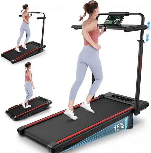 Miniatura 10 de Walking Pad Treadmill Desk with Handle Bar&Adjustable Height, 3.5HP Ultra-Quiet Under Desk Treadmill, 15% Incline, 7.5 MPH Speed, 450 LBS Capacity