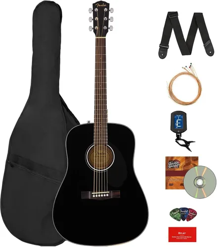 Miniatura 18 de Fender Guitarra acústica Dreadnought - Paquete natural con estuche, afinador, cuerdas, correa y púas