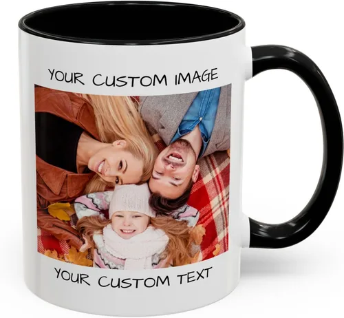 Miniatura 12 de Taza de café personalizada, regalo personalizado, taza de cerámica con foto, imágenes o texto, novedad de tazas personalizadas, perfecta para negro