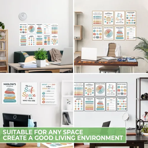 Miniatura 6 de 12 piezas de carteles de salud mental, decoración de oficina de terapia, imprescindibles para oficina de consejería, suministros para consejeros