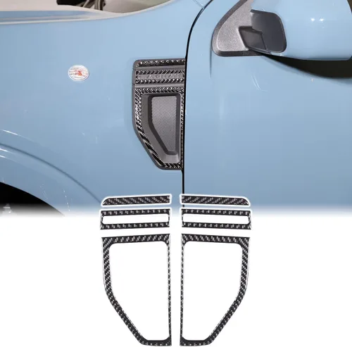 Cubiertas de ventilaciones laterales del guardabarros del automóvil, tira de moldura compatible con Ford Maverick 2022-2025 2026, fibra de carbono