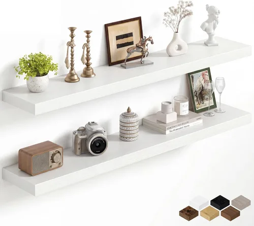 Miniatura 78 de Fun Memories Estantes flotantes de 16 pulgadas para pared, estantes de 8 pulgadas de profundidad para baño, dormitorio, cocina, montaje en pared