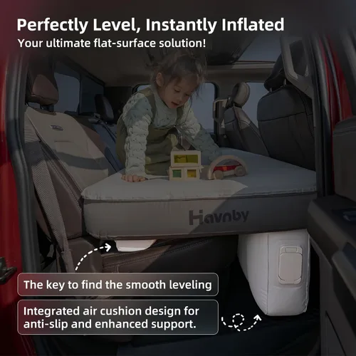 Miniatura 4 de Havnby Colchón para Camión, Cama de Camping de Espuma de Aire de TPU, Cojín Inflable para Asiento Trasero con Bomba Recargable Integrada, Colchón