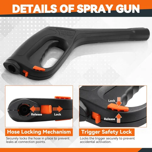 Miniatura 2 de Repuesto de pistola rociadora de alta presión, manguera de bloqueo y gatillo de seguridad, compatible con Portland Husky Black Decker Ford Pulsar