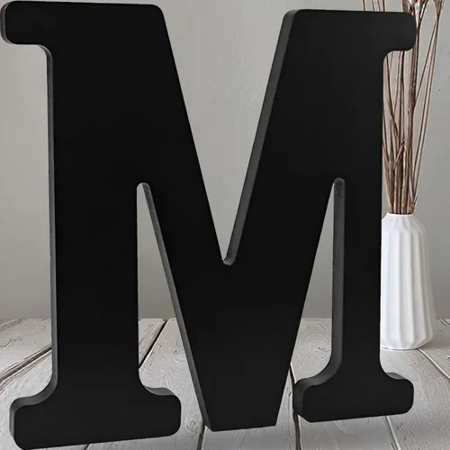 Miniatura 20 de AOCEAN Letras de madera negra de 12 pulgadas, letras de madera sin terminar para Halloween, letras decorativas de pie, tablero de señalización