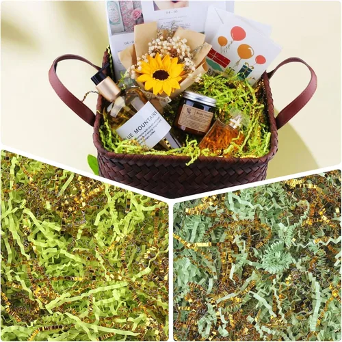 Miniatura 5 de Relleno de papel de corte arrugado de 8 onzas (1/2 libras), envoltura de regalo y relleno de cesta de regalo para Navidad, Halloween y decoraciones